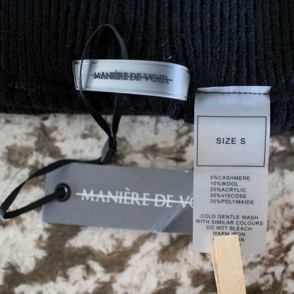 Maniere De Voir‎ Leggings Womens Small Black Ribbed Knit Side Tie Cashmere Blend - Picture 7 of 7